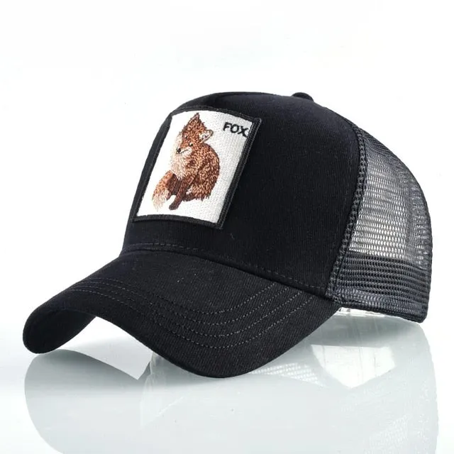 ContiNent 33 Fashion Animals Embroidery Baseball Caps Men Women Snapback Hip Hop Hat Summer Breathable Mesh Sun Gorras Unisex Streetwear Bone