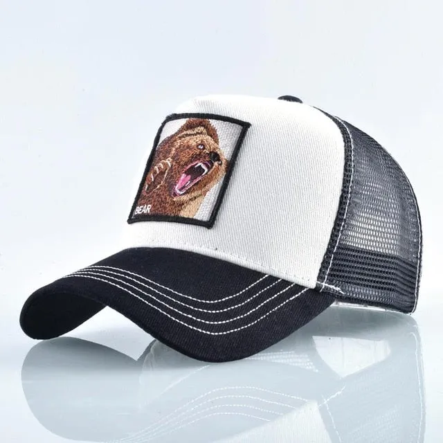 ContiNent 33 Fashion Animals Embroidery Baseball Caps Men Women Snapback Hip Hop Hat Summer Breathable Mesh Sun Gorras Unisex Streetwear Bone