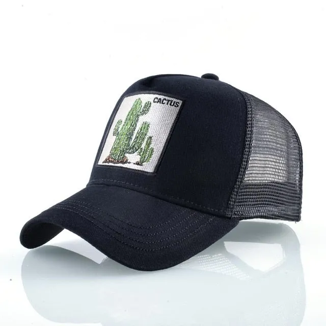 ContiNent 33 Fashion Animals Embroidery Baseball Caps Men Women Snapback Hip Hop Hat Summer Breathable Mesh Sun Gorras Unisex Streetwear Bone
