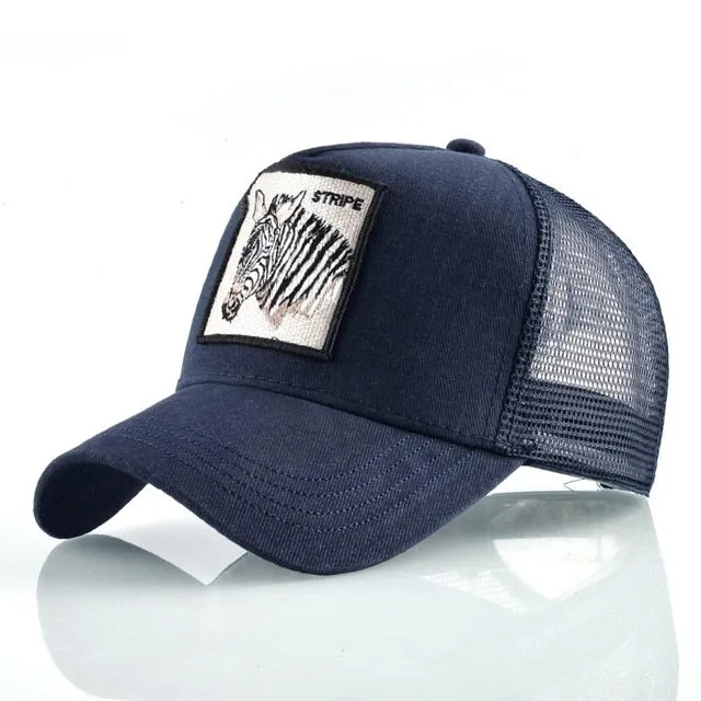 ContiNent 33 Fashion Animals Embroidery Baseball Caps Men Women Snapback Hip Hop Hat Summer Breathable Mesh Sun Gorras Unisex Streetwear Bone