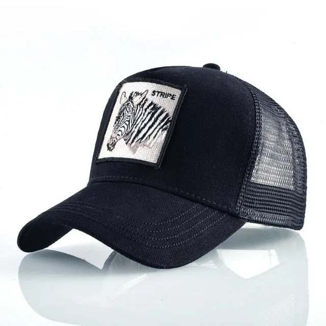 ContiNent 33 Fashion Animals Embroidery Baseball Caps Men Women Snapback Hip Hop Hat Summer Breathable Mesh Sun Gorras Unisex Streetwear Bone