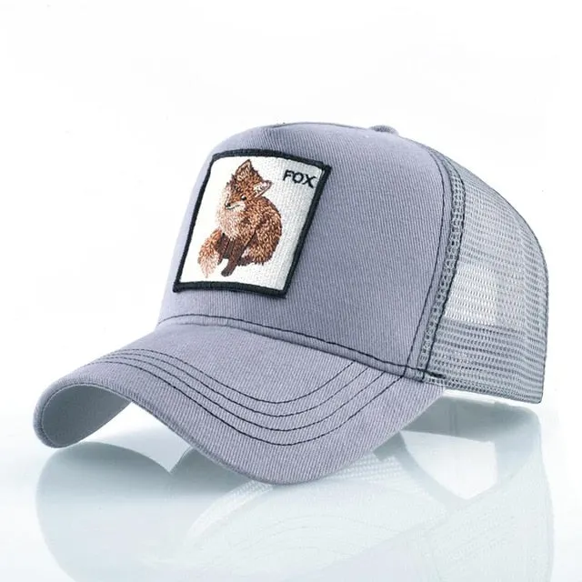 ContiNent 33 Fashion Animals Embroidery Baseball Caps Men Women Snapback Hip Hop Hat Summer Breathable Mesh Sun Gorras Unisex Streetwear Bone