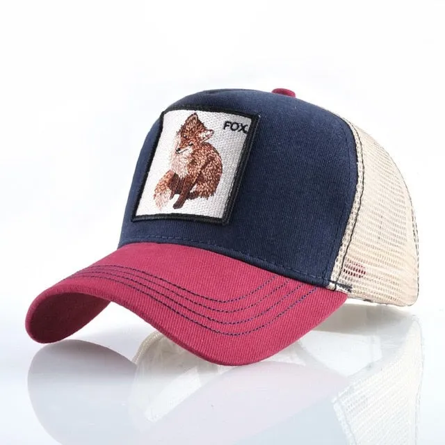 ContiNent 33 Fashion Animals Embroidery Baseball Caps Men Women Snapback Hip Hop Hat Summer Breathable Mesh Sun Gorras Unisex Streetwear Bone