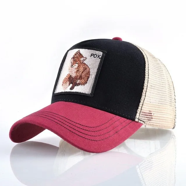 ContiNent 33 Fashion Animals Embroidery Baseball Caps Men Women Snapback Hip Hop Hat Summer Breathable Mesh Sun Gorras Unisex Streetwear Bone