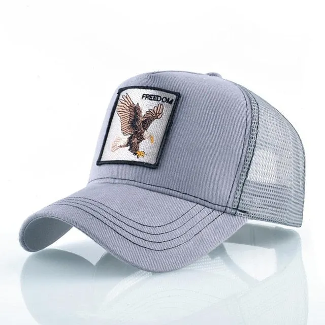 ContiNent 33 Fashion Animals Embroidery Baseball Caps Men Women Snapback Hip Hop Hat Summer Breathable Mesh Sun Gorras Unisex Streetwear Bone
