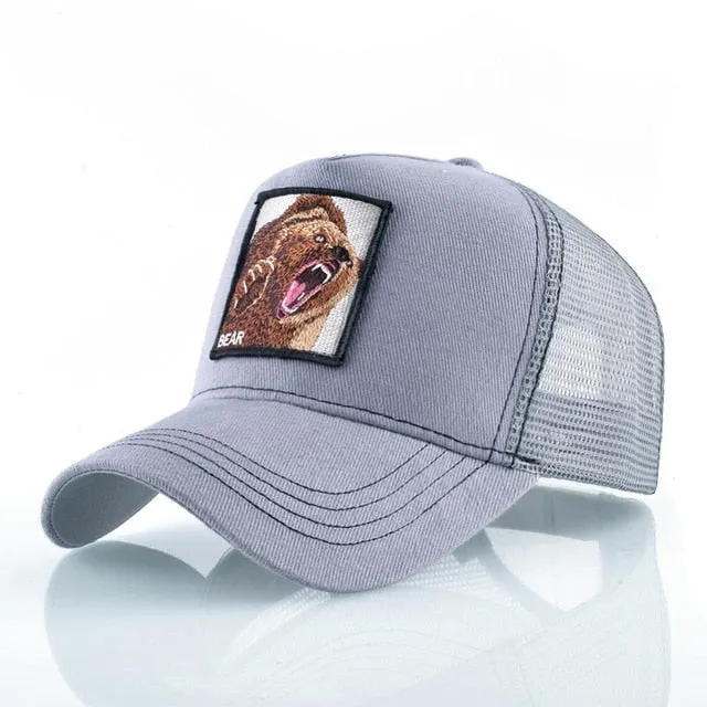 ContiNent 33 Fashion Animals Embroidery Baseball Caps Men Women Snapback Hip Hop Hat Summer Breathable Mesh Sun Gorras Unisex Streetwear Bone
