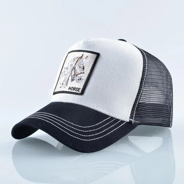 ContiNent 33 Fashion Animals Embroidery Baseball Caps Men Women Snapback Hip Hop Hat Summer Breathable Mesh Sun Gorras Unisex Streetwear Bone