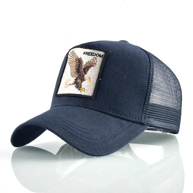 ContiNent 33 Fashion Animals Embroidery Baseball Caps Men Women Snapback Hip Hop Hat Summer Breathable Mesh Sun Gorras Unisex Streetwear Bone
