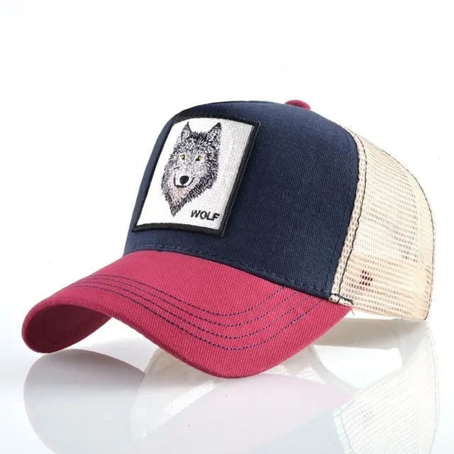 ContiNent 33 Fashion Animals Embroidery Baseball Caps Men Women Snapback Hip Hop Hat Summer Breathable Mesh Sun Gorras Unisex Streetwear Bone