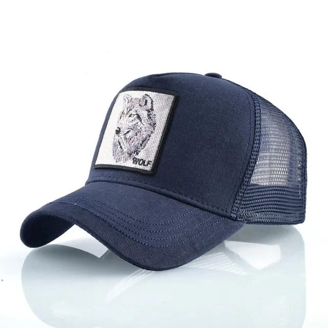 ContiNent 33 Fashion Animals Embroidery Baseball Caps Men Women Snapback Hip Hop Hat Summer Breathable Mesh Sun Gorras Unisex Streetwear Bone