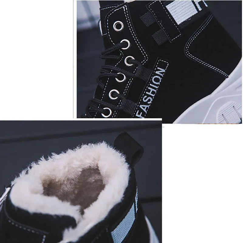 Cotton Shoes and Velvet Women's Winter Warmth and Wild Thick-soled Martin Boots Anti-skiing Boots Warm Boots