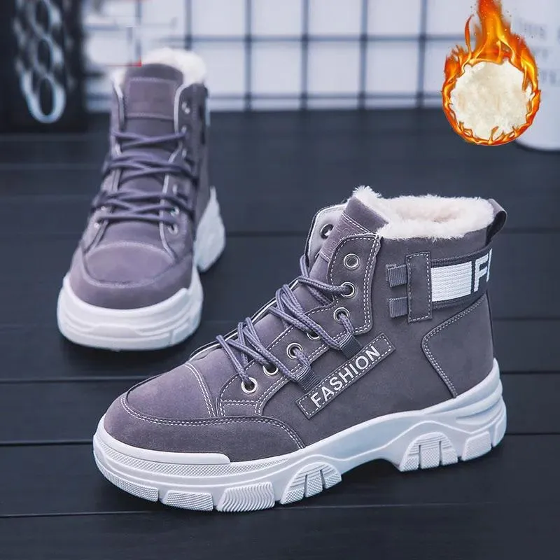 Cotton Shoes and Velvet Women's Winter Warmth and Wild Thick-soled Martin Boots Anti-skiing Boots Warm Boots