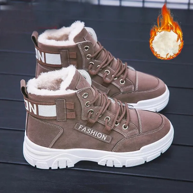 Cotton Shoes and Velvet Women's Winter Warmth and Wild Thick-soled Martin Boots Anti-skiing Boots Warm Boots