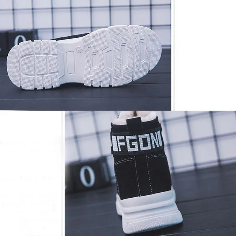 Cotton Shoes and Velvet Women's Winter Warmth and Wild Thick-soled Martin Boots Anti-skiing Boots Warm Boots