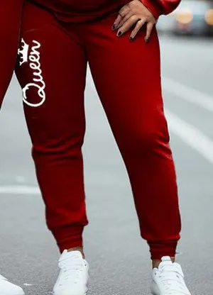 Couple Large Size Casual Couple Outfit Red King Crown Queen Hoodie Set