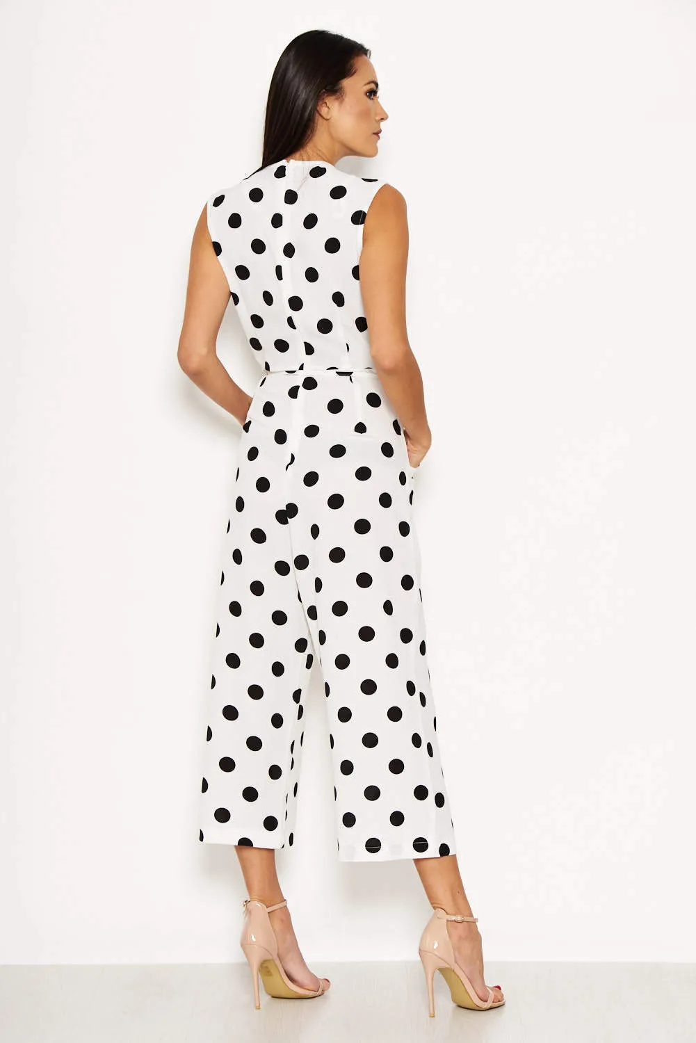 Cream Polka Dot Culotte Jumpsuit