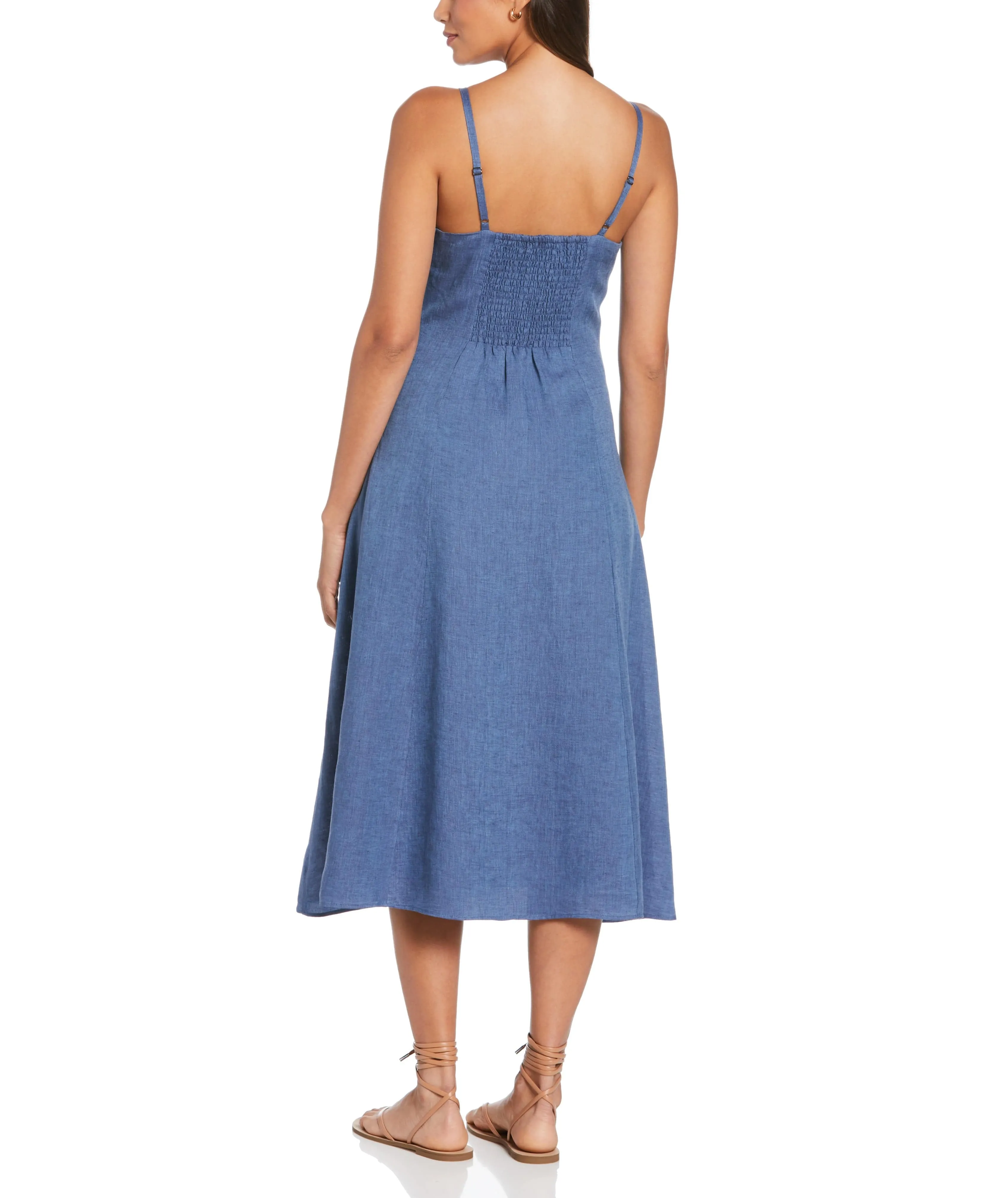 Cross-Dyed Linen Thin Strap Midi Dress