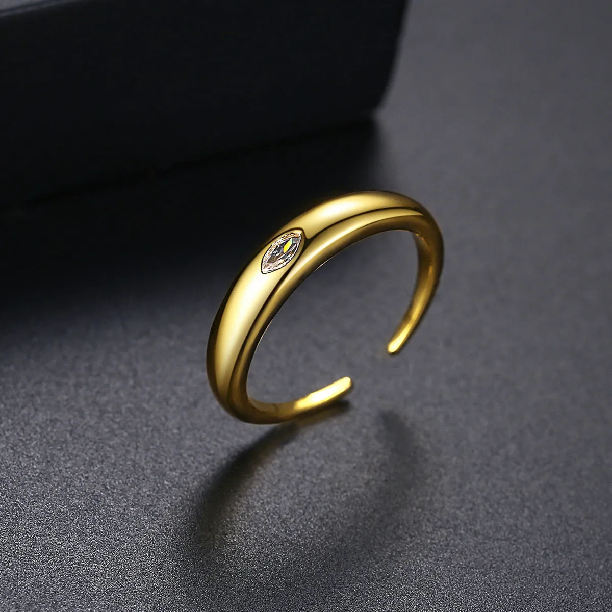 Crystal & 18K Gold-Plated Marquise-Cut Open Ring