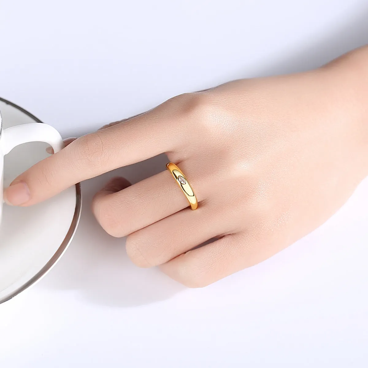 Crystal & 18K Gold-Plated Marquise-Cut Open Ring