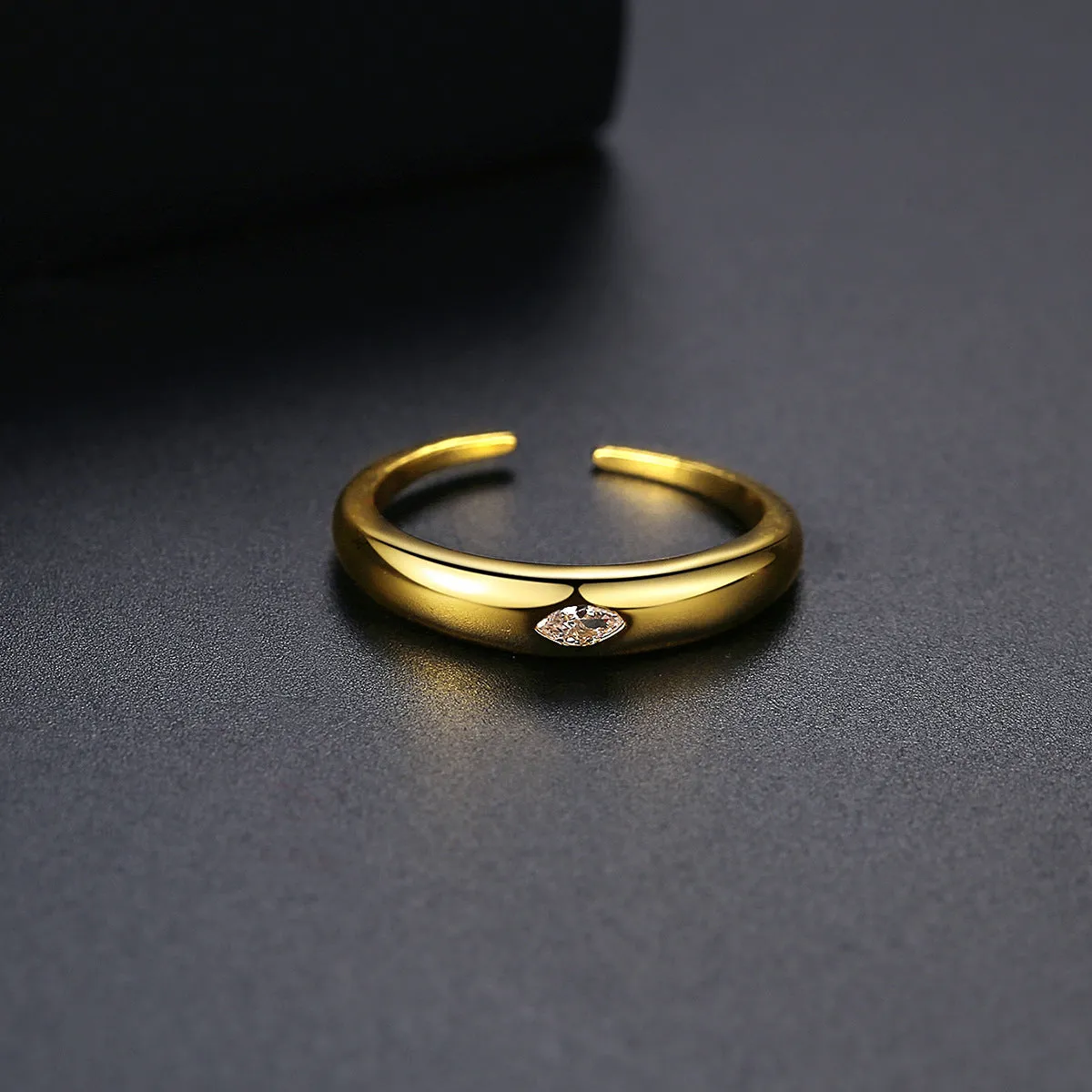 Crystal & 18K Gold-Plated Marquise-Cut Open Ring