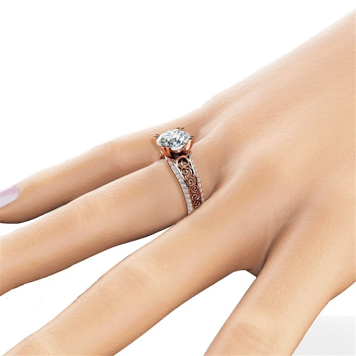 Crystal & Cubic Zirconia Filigree Ring