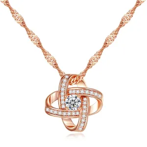 Crystal & Cubic Zirconia Interlocking Rings Pendant Necklace