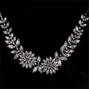 Crystal & Silver-Plated Marquise Flower Statement Necklace