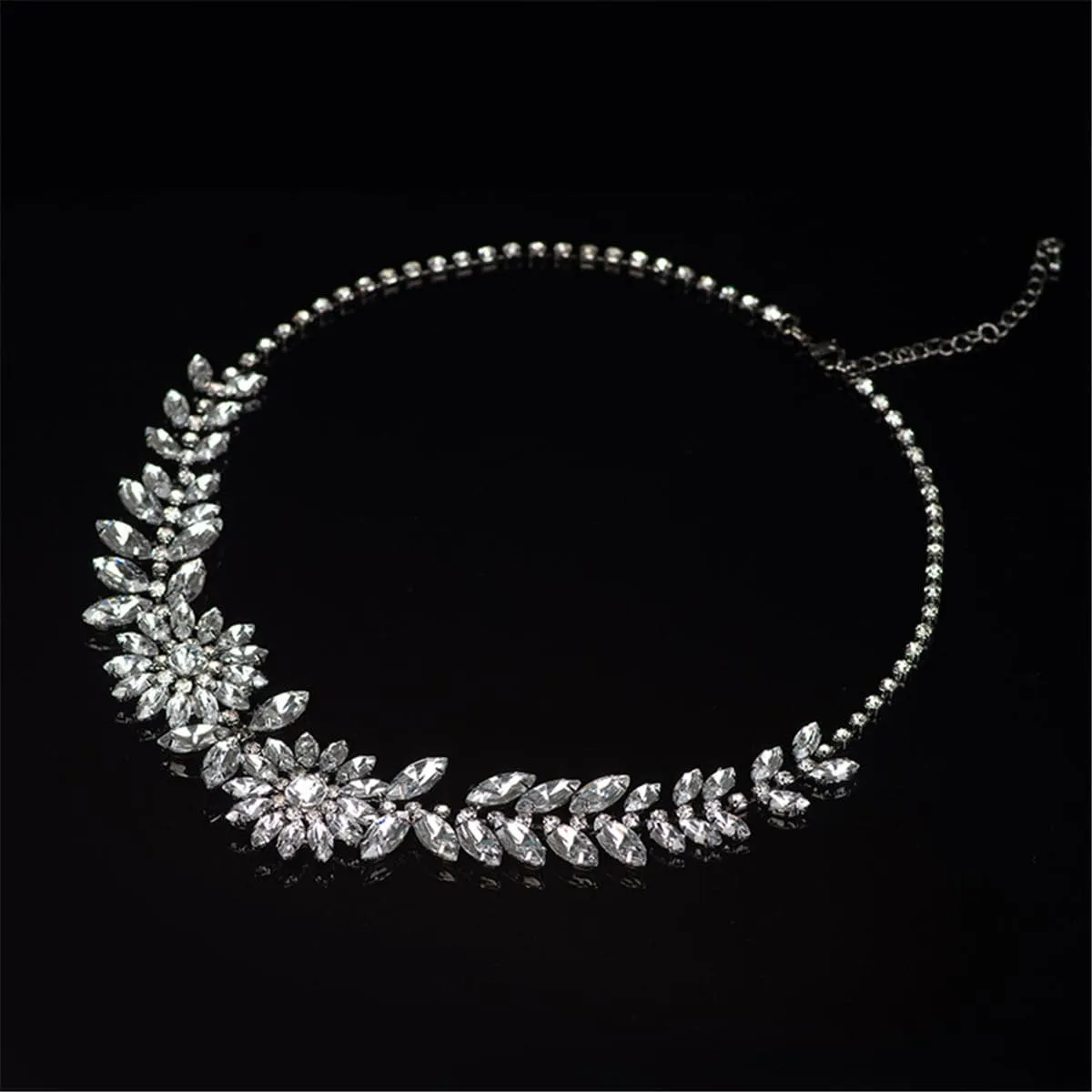 Crystal & Silver-Plated Marquise Flower Statement Necklace