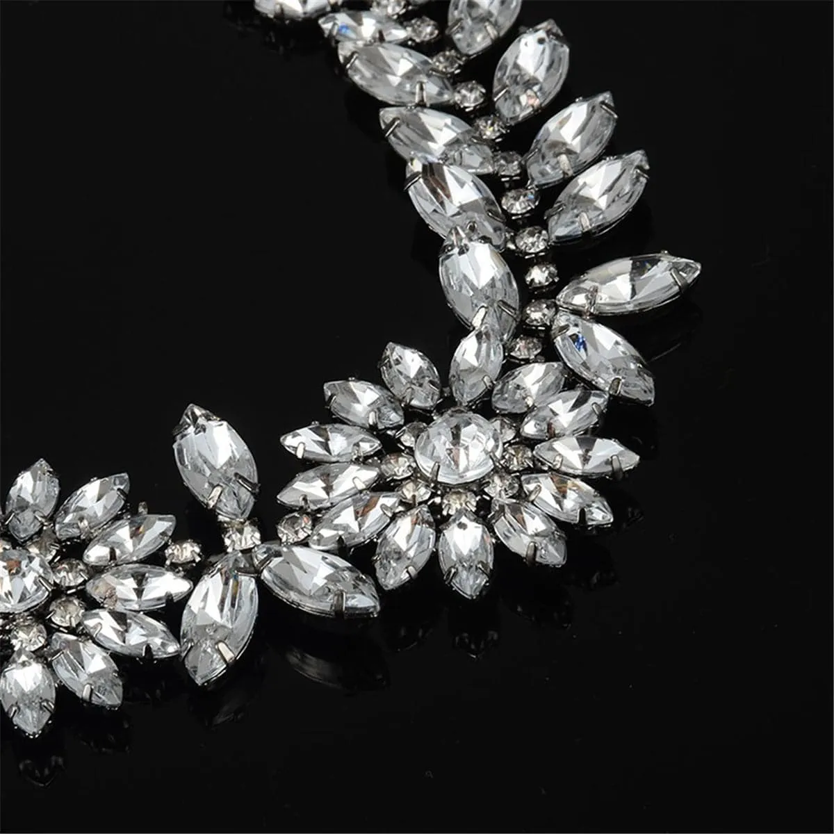 Crystal & Silver-Plated Marquise Flower Statement Necklace