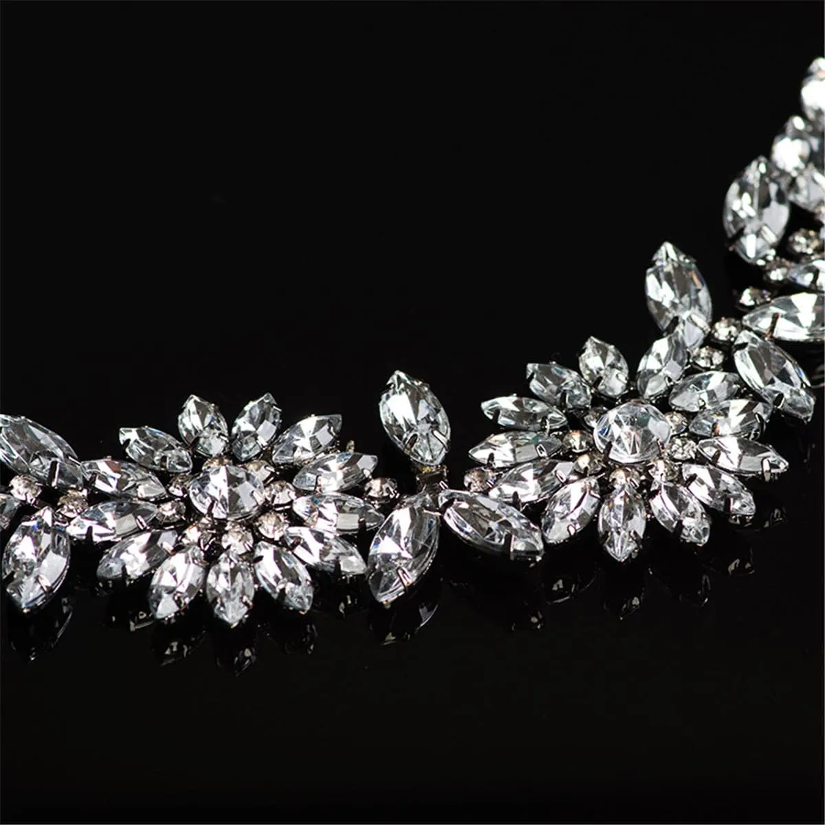 Crystal & Silver-Plated Marquise Flower Statement Necklace