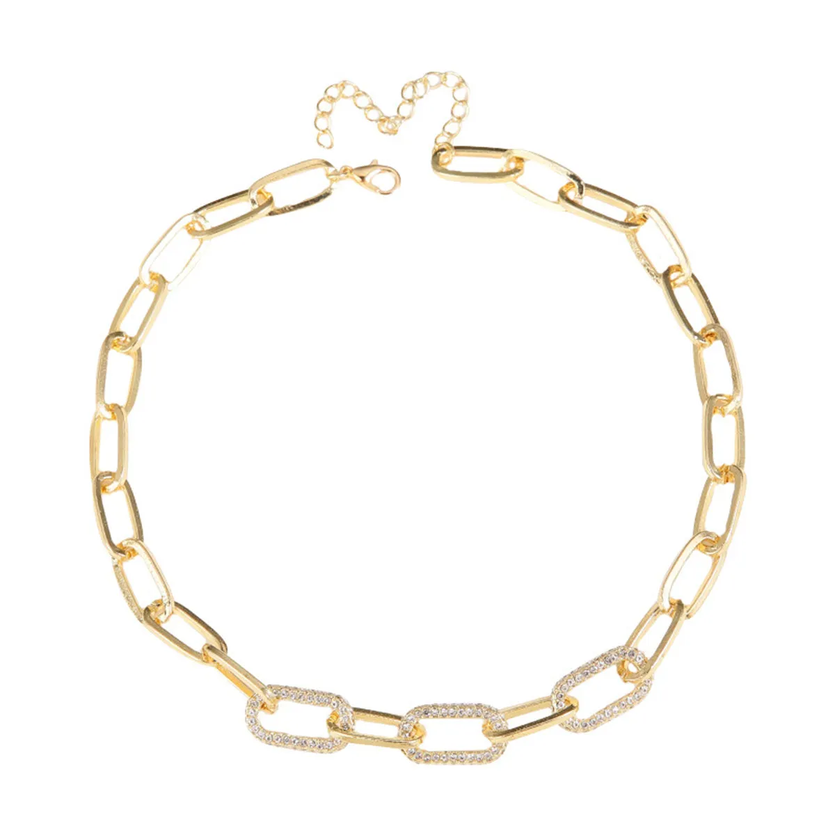 Cubic Zirconia & 18K Gold-Plated Cable Chain Choker Necklace