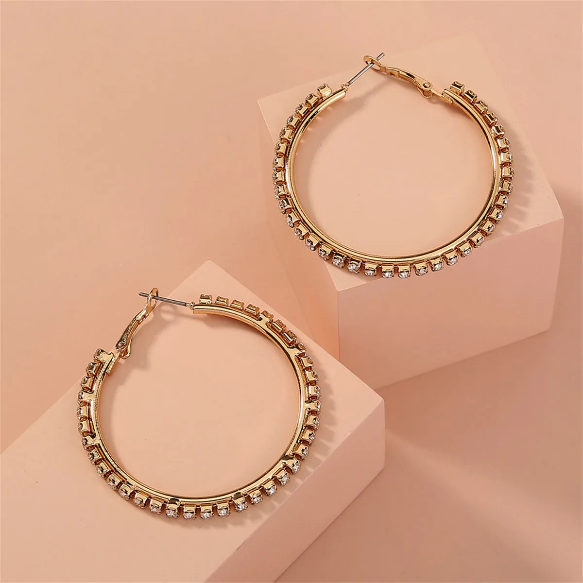 Cubic Zirconia & 18K Gold-Plated Hoop Earrings