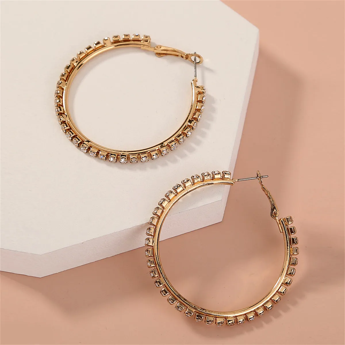 Cubic Zirconia & 18K Gold-Plated Hoop Earrings
