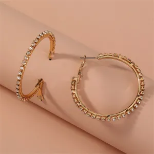 Cubic Zirconia & 18K Gold-Plated Hoop Earrings