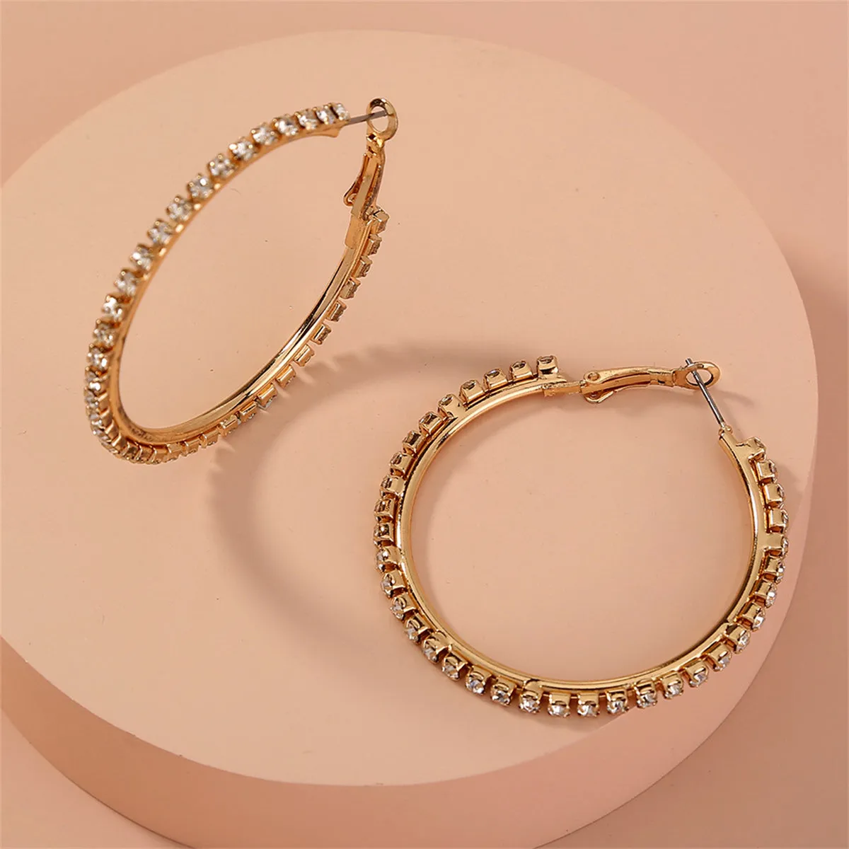 Cubic Zirconia & 18K Gold-Plated Hoop Earrings