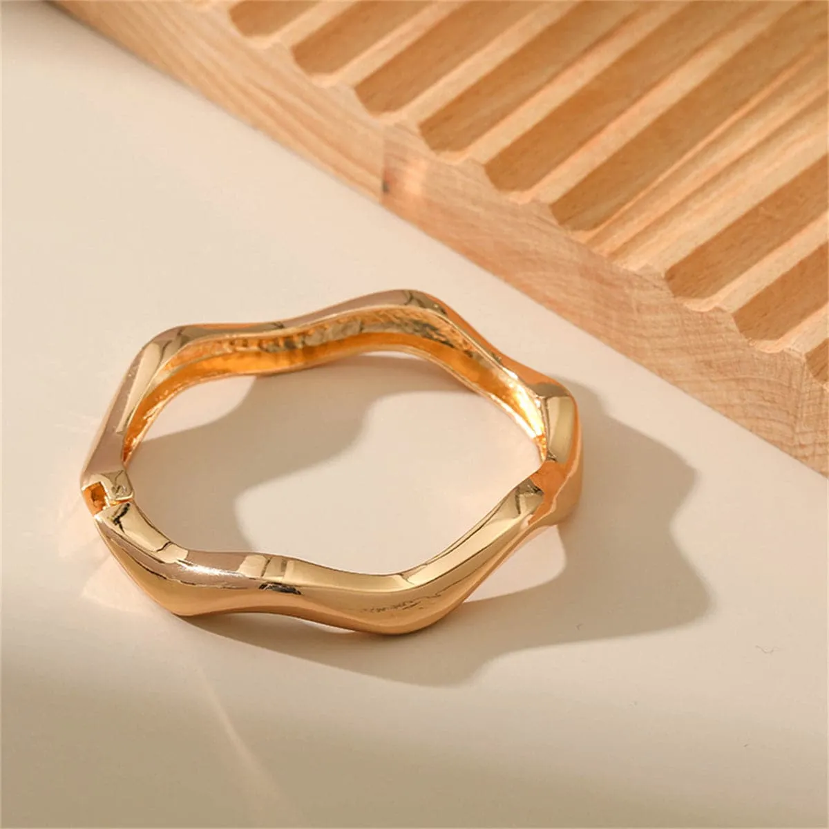 Cubic Zirconia & 18K Gold-Plated Wave Hinge Bangle