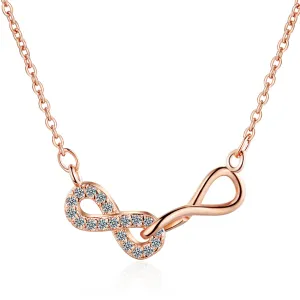 Cubic Zirconia & 18K Rose Gold-Plated Infinity Pendant Necklace