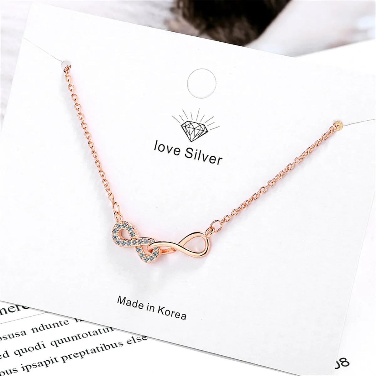 Cubic Zirconia & 18K Rose Gold-Plated Infinity Pendant Necklace