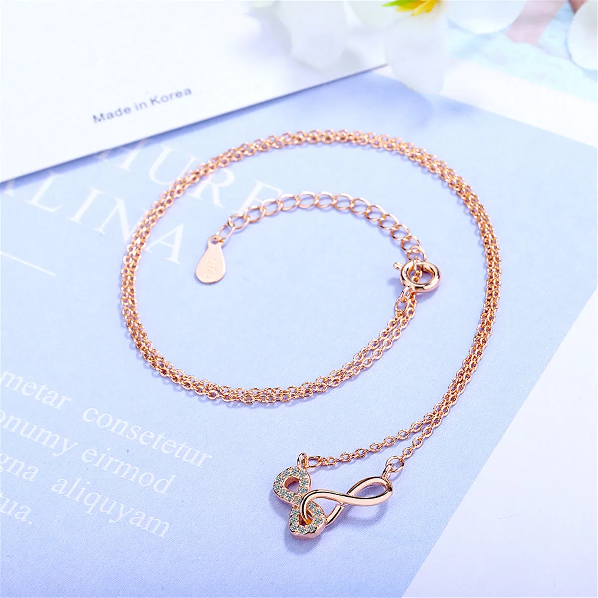 Cubic Zirconia & 18K Rose Gold-Plated Infinity Pendant Necklace