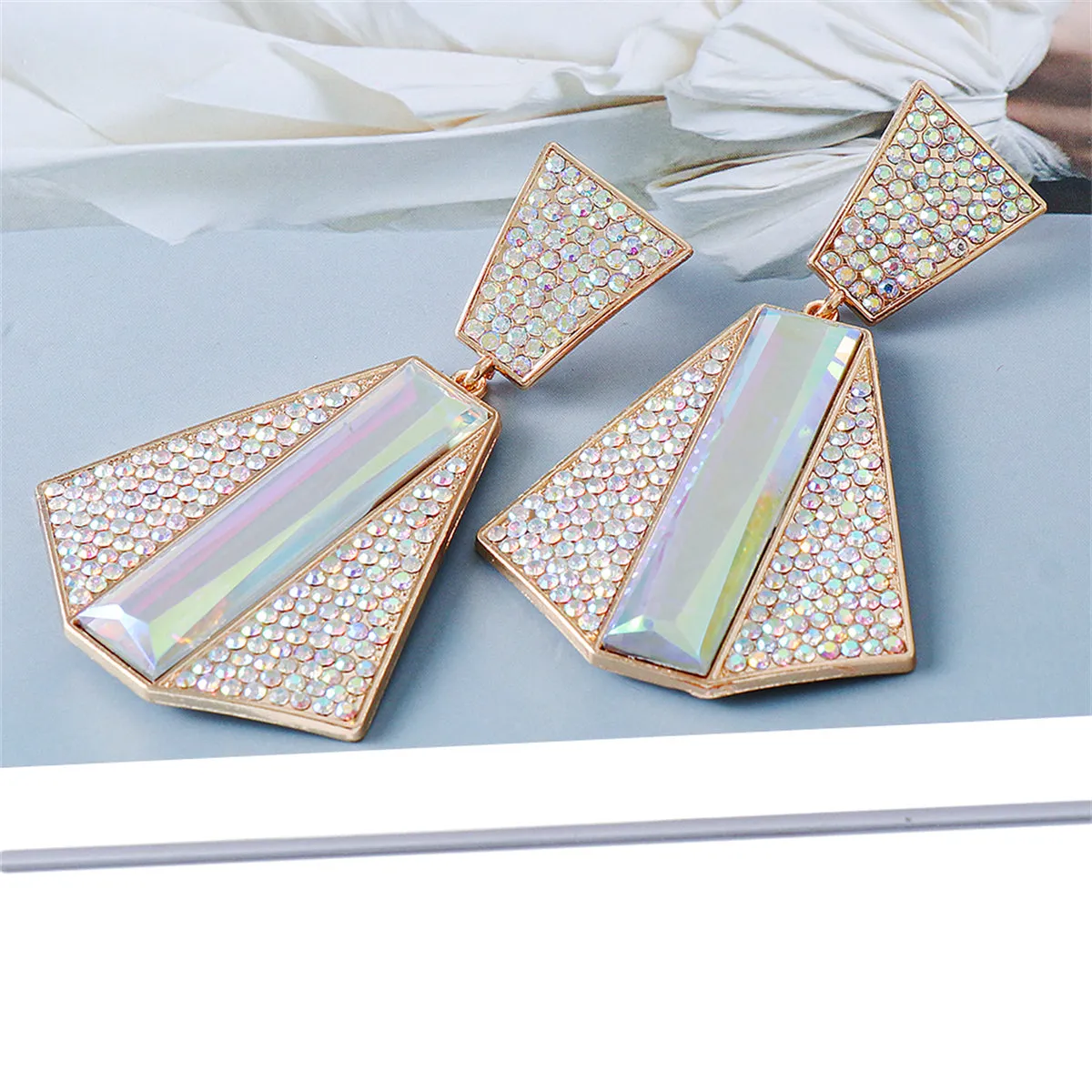 Cubic Zirconia & Crystal 18K Gold-Plated Abstract Drop Earrings