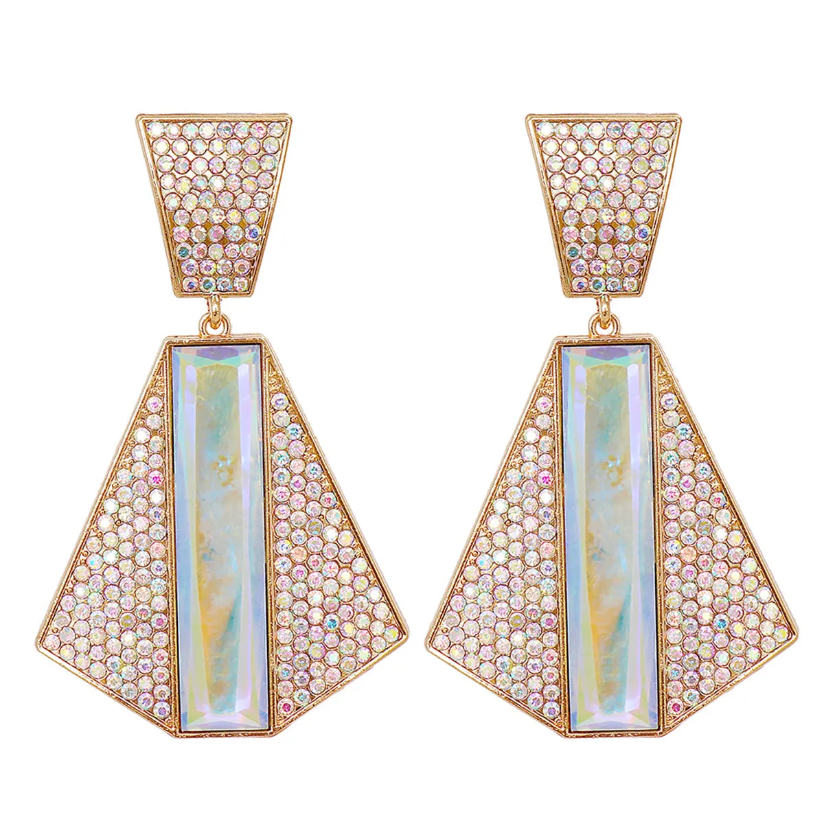 Cubic Zirconia & Crystal 18K Gold-Plated Abstract Drop Earrings