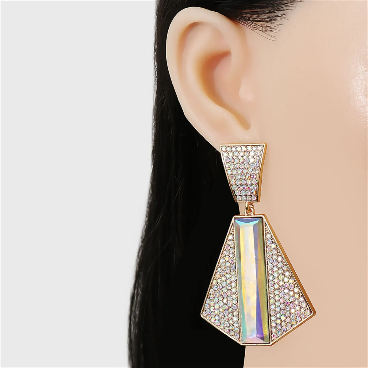 Cubic Zirconia & Crystal 18K Gold-Plated Abstract Drop Earrings
