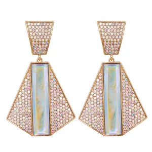 Cubic Zirconia & Crystal 18K Gold-Plated Abstract Drop Earrings