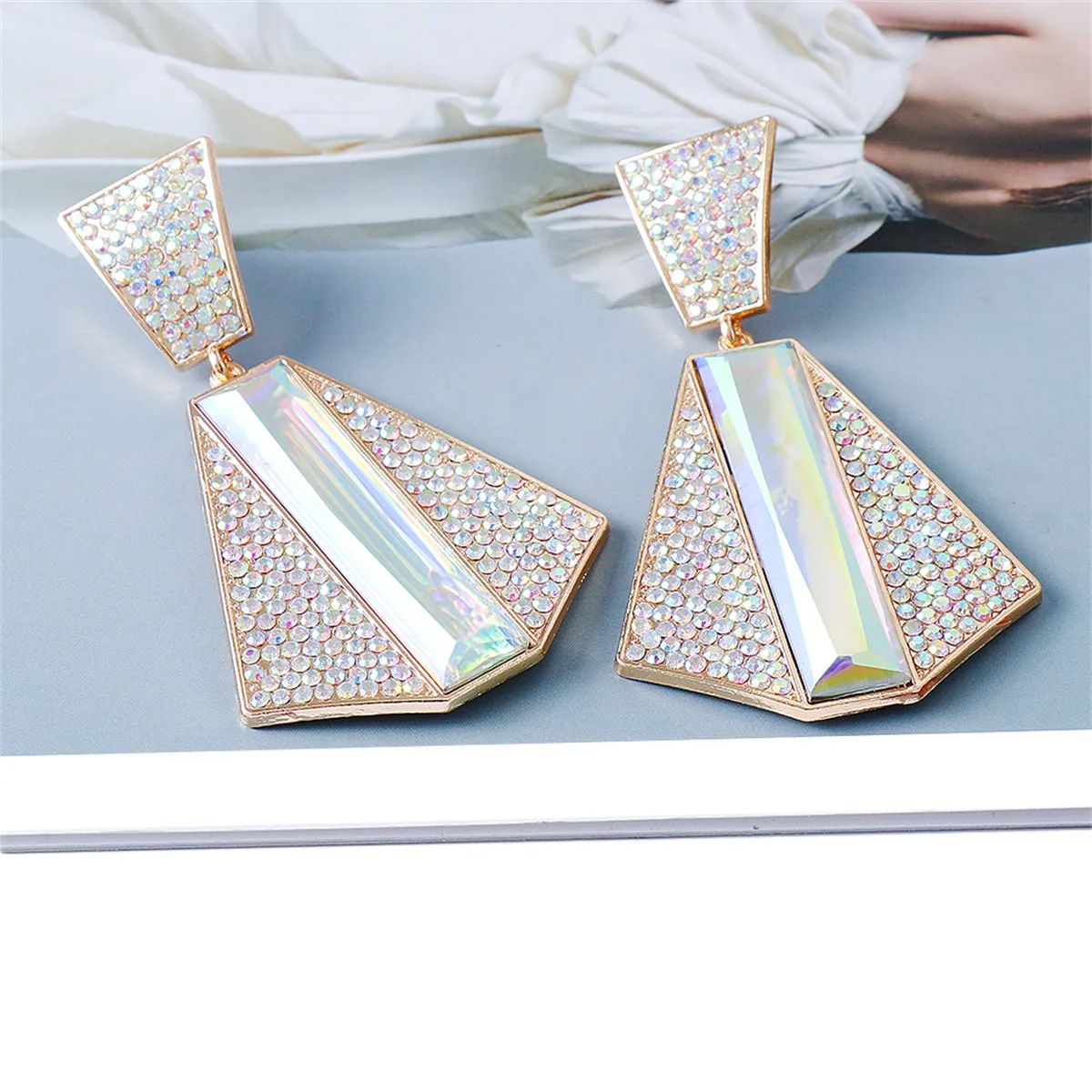 Cubic Zirconia & Crystal 18K Gold-Plated Abstract Drop Earrings