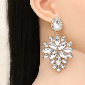 Cubic Zirconia & Crystal 18K Gold-Plated Marquise Chandelier Drop Earrings