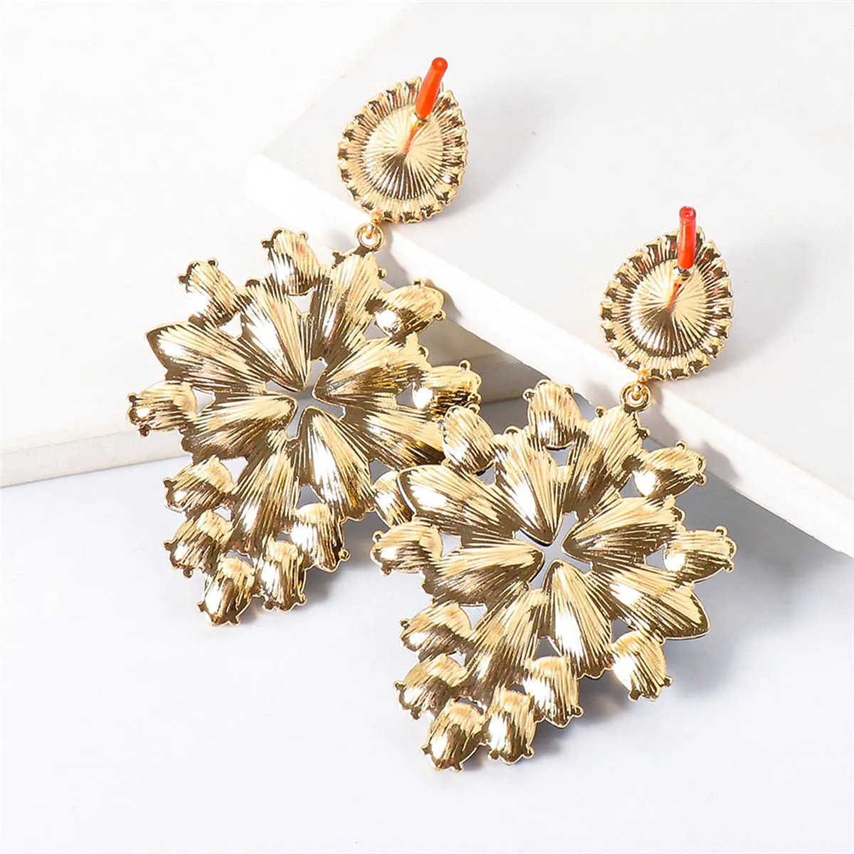 Cubic Zirconia & Crystal 18K Gold-Plated Marquise Chandelier Drop Earrings