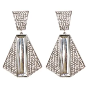 Cubic Zirconia & Crystal Silver-Plated Abstract Drop Earrings