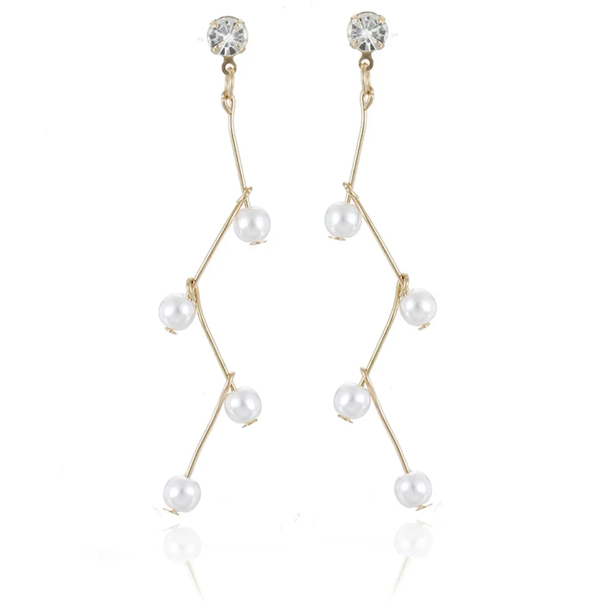Cubic Zirconia & Pearl 18K Gold-Plated Botany Drop Earrings