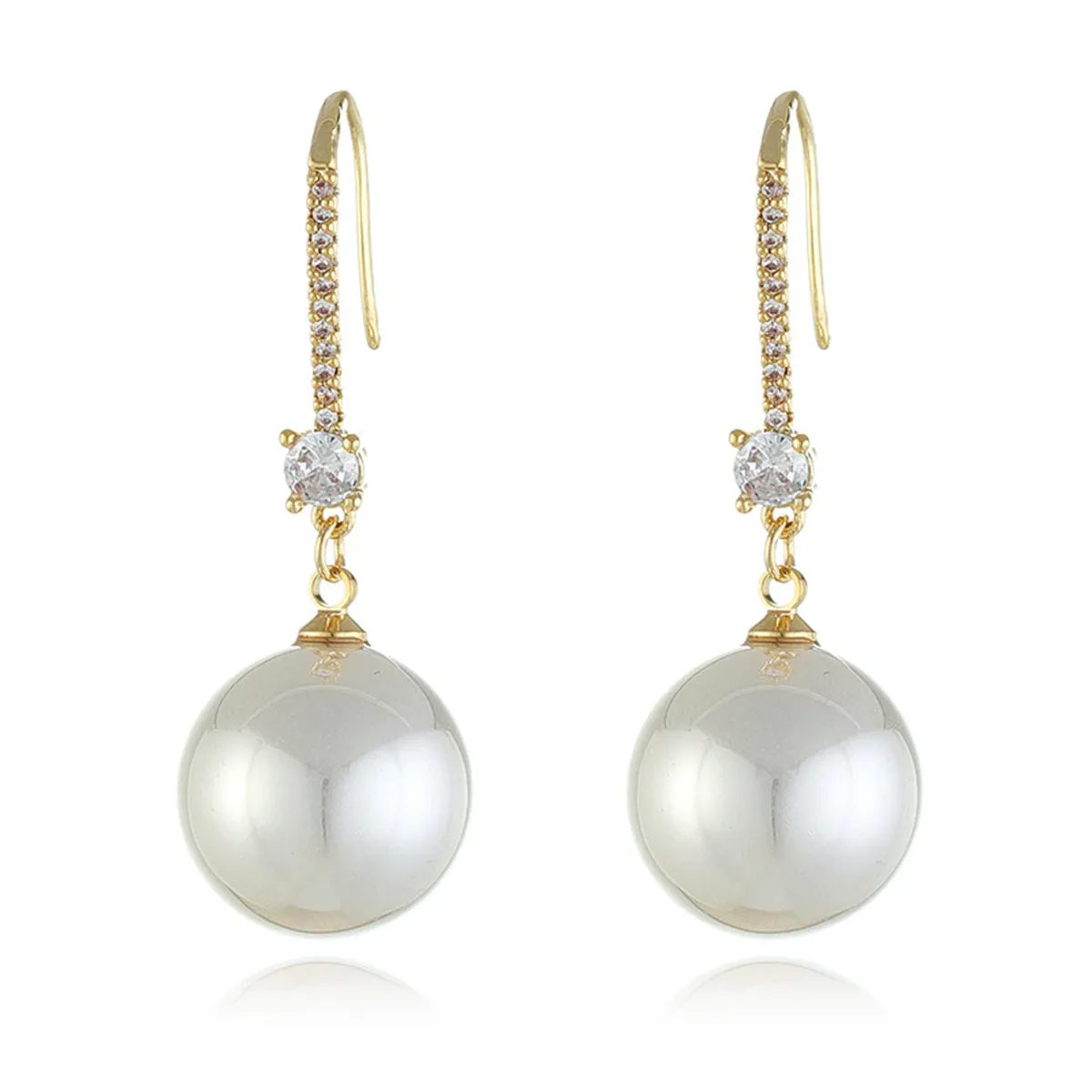 Cubic Zirconia & Pearl 18K Gold-Plated Dangle Drop Earrings