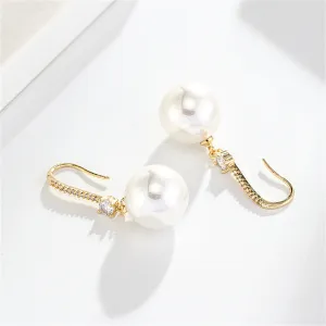 Cubic Zirconia & Pearl 18K Gold-Plated Dangle Drop Earrings